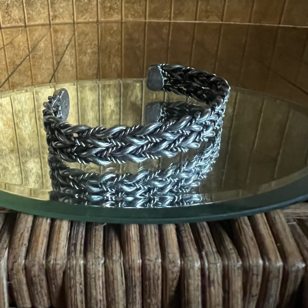 Vintage Italian sterling silver woven adjustable bracelet women’s
